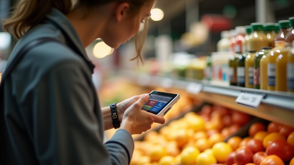 Nahaufnahme von Kassiererin, die Lebensmittel an der Supermarktkasse scannt und registriert, mit sichtbarem Kassenregister