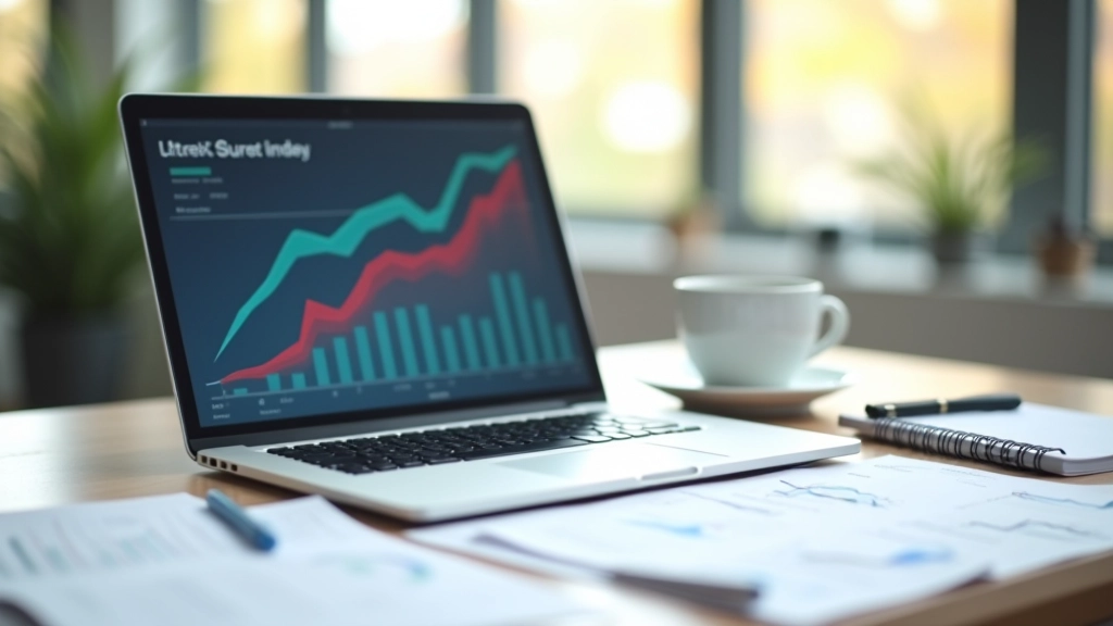 Statistiken und Diagramme auf einem modernen Schreibtisch mit Laptop und Notizblock