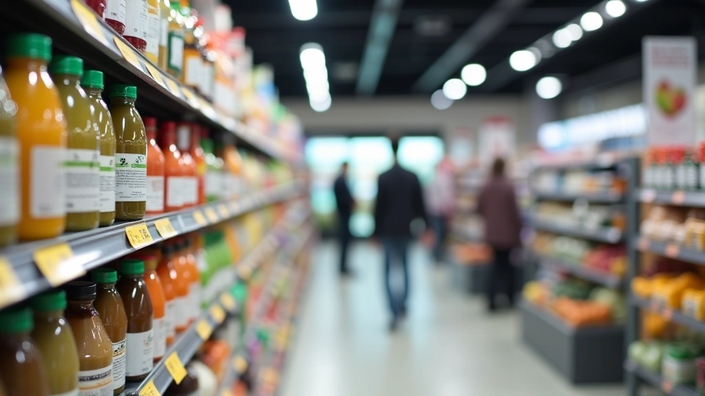 Supermarkt mit verschiedenen Produkten und Preisschildern